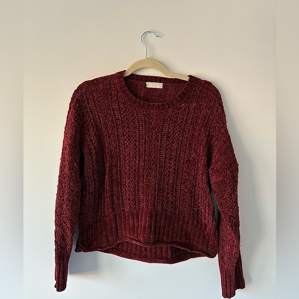 Altar’d State Burgundy Cable Knit Sweater | Size Small